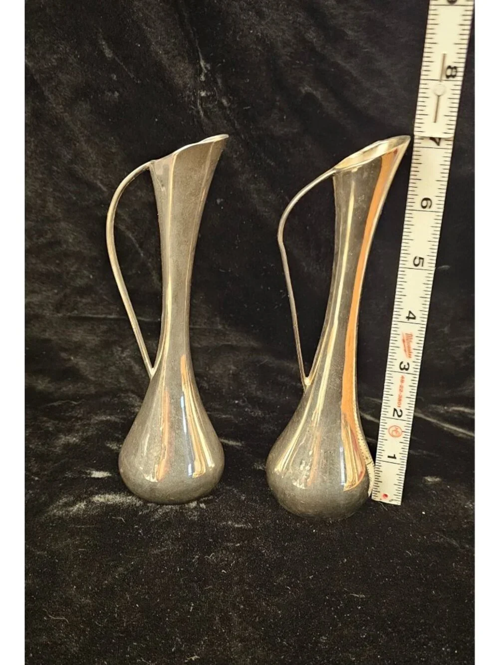 Pair Of Vintage Silver-Plated Bud Vases With Elegant Handles And Tapered Design